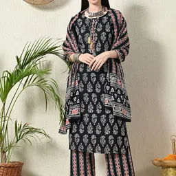 JAI KURTIES Ethnic Motifs Printed Straight Kurta With Trousers & Dupatta image 1