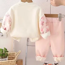 INCLUD Girls Butterfly Applique Sweatshirt With Joggers image 5