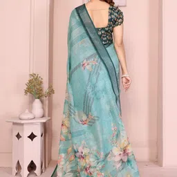PRISHIL ENTERPRISE Floral Pure Linen Saree image 2