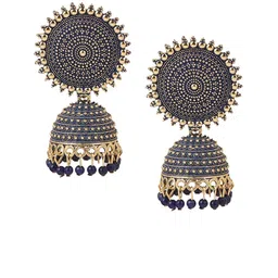 VIKESA Gold-Plated Artificial Beaded Dome Shaped Jhumkas image 2