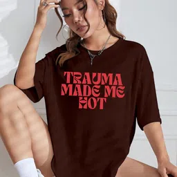 AAHWAN Typography Printed Round Neck Drop-Shoulder Sleeves Relaxed Fit T-shirt image 3