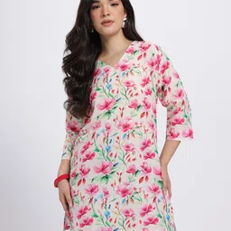 Anouk Rustic Floral Printed V-Neck Straight Kurti image 2
