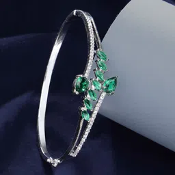 ZENEME Women Brass American Diamond Rhodium-Plated Bangle-Style Bracelet-picture-23