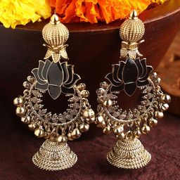 Priyaasi Gold-Plated Dome Shaped Jhumkas Earrings-picture-48