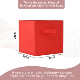 Aura Red & Brown 2 PIeces Square Foldable Toy & Book Storage Drawer Organisers image 5