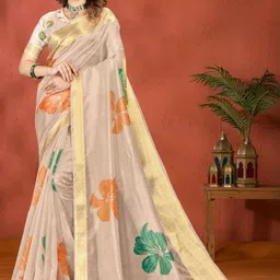 Bhagirath Fashion Floral Silk Blend Mysore Silk Saree image 3