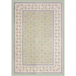 Texstylers Grey Floral Printed Rectangle Anti-Slip Pure Cotton 6-Seater Table Cover image 2