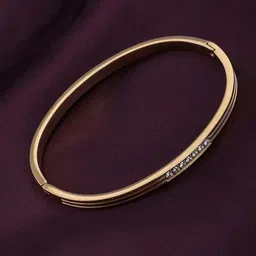 PALMONAS 18k Gold Plated CZ Studded Sparkling Line Bangle Style Bracelet image 2