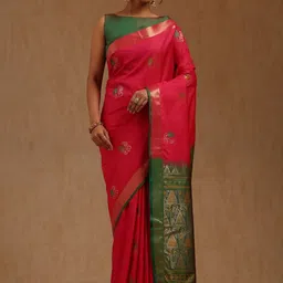 Soch Paisley Zari Silk Blend Handloom Saree-image-17