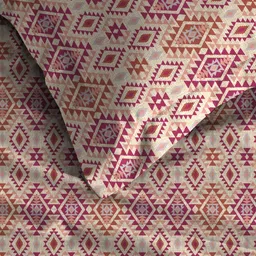 MYTRIDENT Cream-Coloured Geometric 144 TC King Bedsheet with 2 Pillow Covers image 2