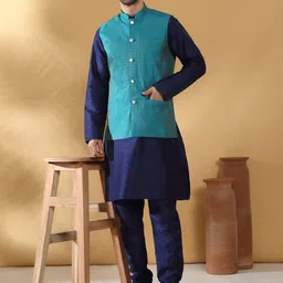 KRAFT INDIA Men Mandarin Collar Kurta with Churidar-picture-21