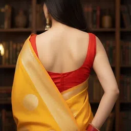 Bindi Fashion Woven Design Zari Silk Blend Handloom Banarasi Saree image 5