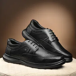 LOUIS STITCH Men Jet Black Genuine Leather Ultra Lightweight Derby Shoes-picture-13