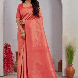 SATYAM WEAVES Woven Design Zari Silk Cotton Handloom Banarasi Saree-image-72