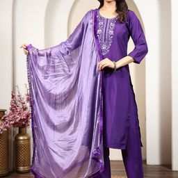 Anouk Rustic Women Floral Embroidered Thread Work Kurta with Trousers & Dupatta-picture-6