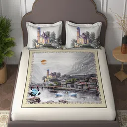 Bedirah Living Cream-Coloured King Bedsheet with 2 Pillow Covers-picture-13