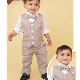 LITTLE COLLARS Boys Striped Pure Cotton Shirt With Trouser-image-51