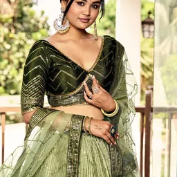 Zeel Clothing Embroidered Sequinned Semi-Stitched Lehenga & Unstitched Blouse With Dupatta image 4