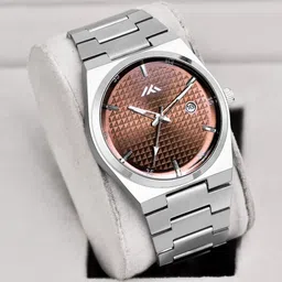 LUXURIT Men Patterned Dial & Stainless Steel Straps Analogue Date Aperture Watch LXMT-824 image 5