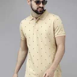 SZN Men Moisture Wicking Geometric Printed Polo Collar Slim Fit T-shirt image 1