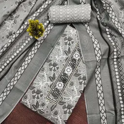 Maroosh Floral Embroidered Thread Work Pure Cotton Unstitched Dress Material-picture-17