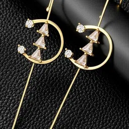 DressBerry Gold-Plated Cubic Zirconia Studded Contemporary Ear Cuff-picture-12