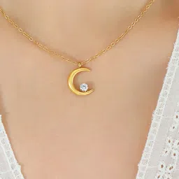 Tipsy closet Gold-Plated American Diamond Stainless Steel Necklace image 3