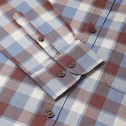 Peter England Casuals Men Slim Fit Buffalo Checked Spread Collar Pure Cotton Casual Shirt image 3