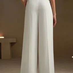 Next One Women Solid Smart Loose Fit High-Rise Easy Wash Pleated Trousers image 2