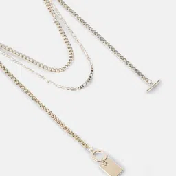 SOHI The Interlock Charm Silver-Plated Layered Necklace image 3