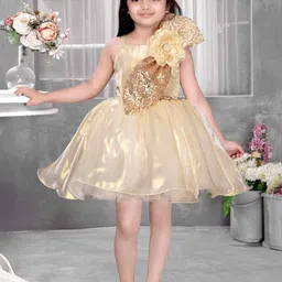 Lagorii Girls Shimmer Party Frock with Sequin Bow and 3D Flower Detail-image-97