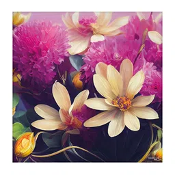 RANDOM Pink & Cream-Coloured Canvas Floral and Botanical Wall Paintings image 4