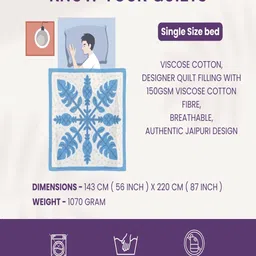 INDRA'S Yellow & White Printed Cotton Heavy Winter 150 GSM Quilt image 3