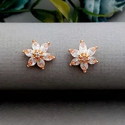MEIRA JEWELLERY Rose Gold Plated Artificial Stones Studded Floral Shaped Studs-picture-37