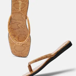 glitchez Women Snake Skin Print Open Toe Flats-image-28