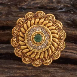 Kushal's Fashion Jewellery Ruby Gold-Plated Stone-Studded Adjustable Antique Finger Ring-picture-13