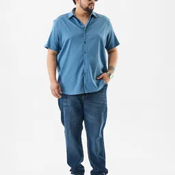 Snitch Men Plus Size Solid Spread Collar Casual Shirt image 3
