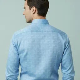 Yugnik Men Smart Slim Fit Textured Spread Collar Cotton Formal Shirt image 4
