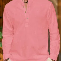 LENIA Band Collar Roll-Up Sleeves Short Kurta-picture-11