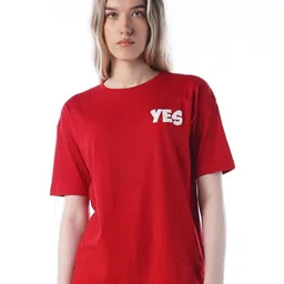 ONLY Women Typography Printed Round Neck Pure Cotton Oversized T-shirt-image-19