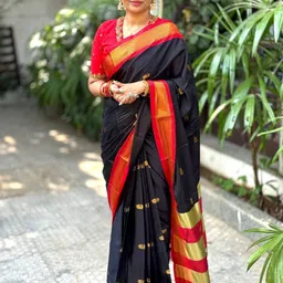 SILKWEAR Ethnic Motifs Zari Silk Cotton Mysore Silk Saree-picture-11