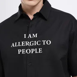 glitchez Typography Print Pure Cotton Oversized Shirt image 2