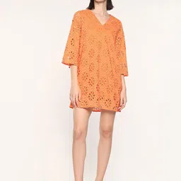RAREISM V-Neck Schiffli A-Line Dress-picture-24