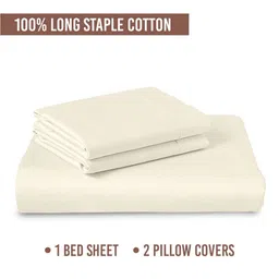 PIZUNA LINENS Off White Pure Cotton 400 TC Double Bedsheet Set 2.28 m x 2.54 m image 4