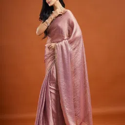 LOROFY Solid Organza Saree with Embellished Border image 4