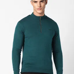 Peter England Casuals Men Mock Collar Long Sleeve Half Zipper Front-Open Sweater-image-52
