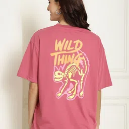 Dreambe Women Typography Printed Fusion Applique T-shirt-image-74