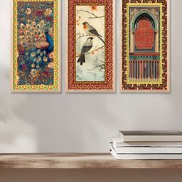 WALLLANE Brown & Beige 3 Piece Wood Abstract Wall Paintings-picture-19