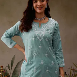 ADA Ethnic Motifs Embroidered Thread Work Thread Work Kurti-picture-4