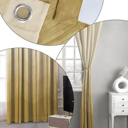 CASABLEU Cream-Coloured Set of 2 Black Out Door Curtain image 2